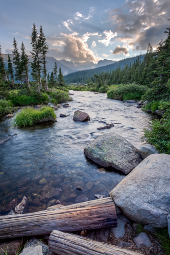 Mountain stream from alpine lake Indian Peaks Wilderness Colorado Rocky Mountains